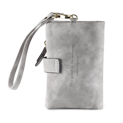 Ladies Personalised Grey Initial Name Wallet with Wrist Strap