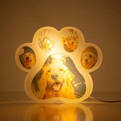 Personalised Dog Paw Acrylic Night Light Lamp