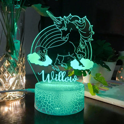 Personalised Unicorn Name Rainbow Night Light