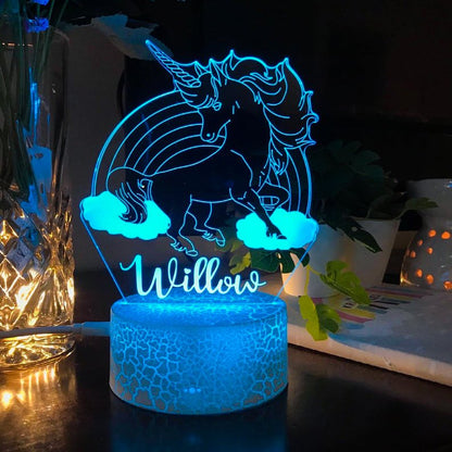 Personalised Unicorn Name Rainbow Night Light