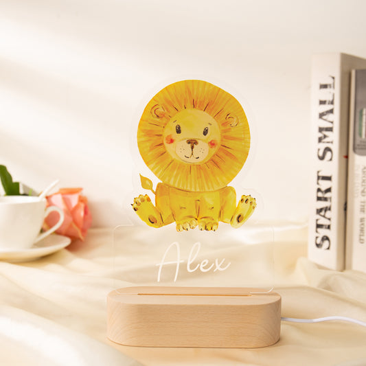 Personalised Baby Lion Name Night Light