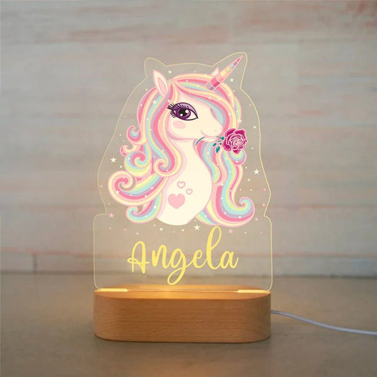 Personalised Pastel Rainbow Unicorn Name Night Light