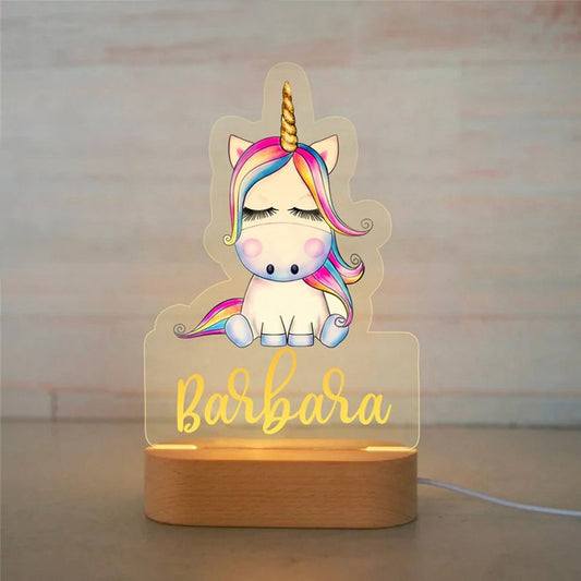 Personalised Sleeping Unicorn Name Night Light