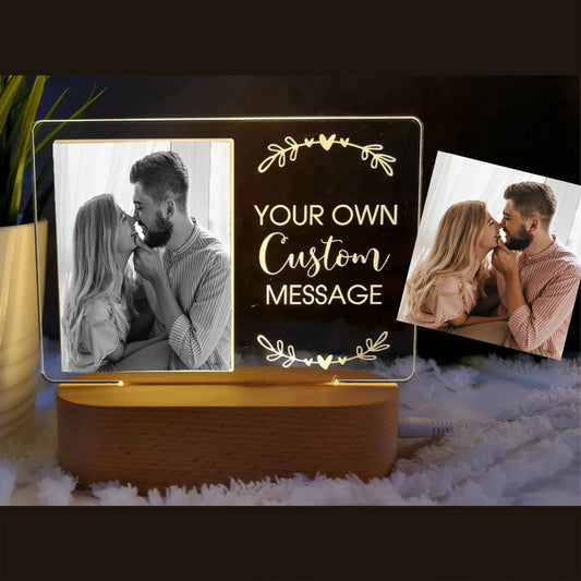 Personalised Photo Night Light with Custom Message