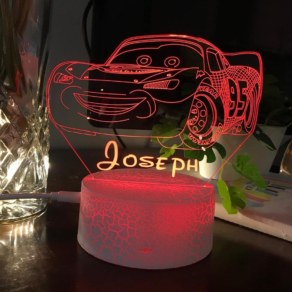 Lightning McQueen Personalised Rainbow Name Car Night Light