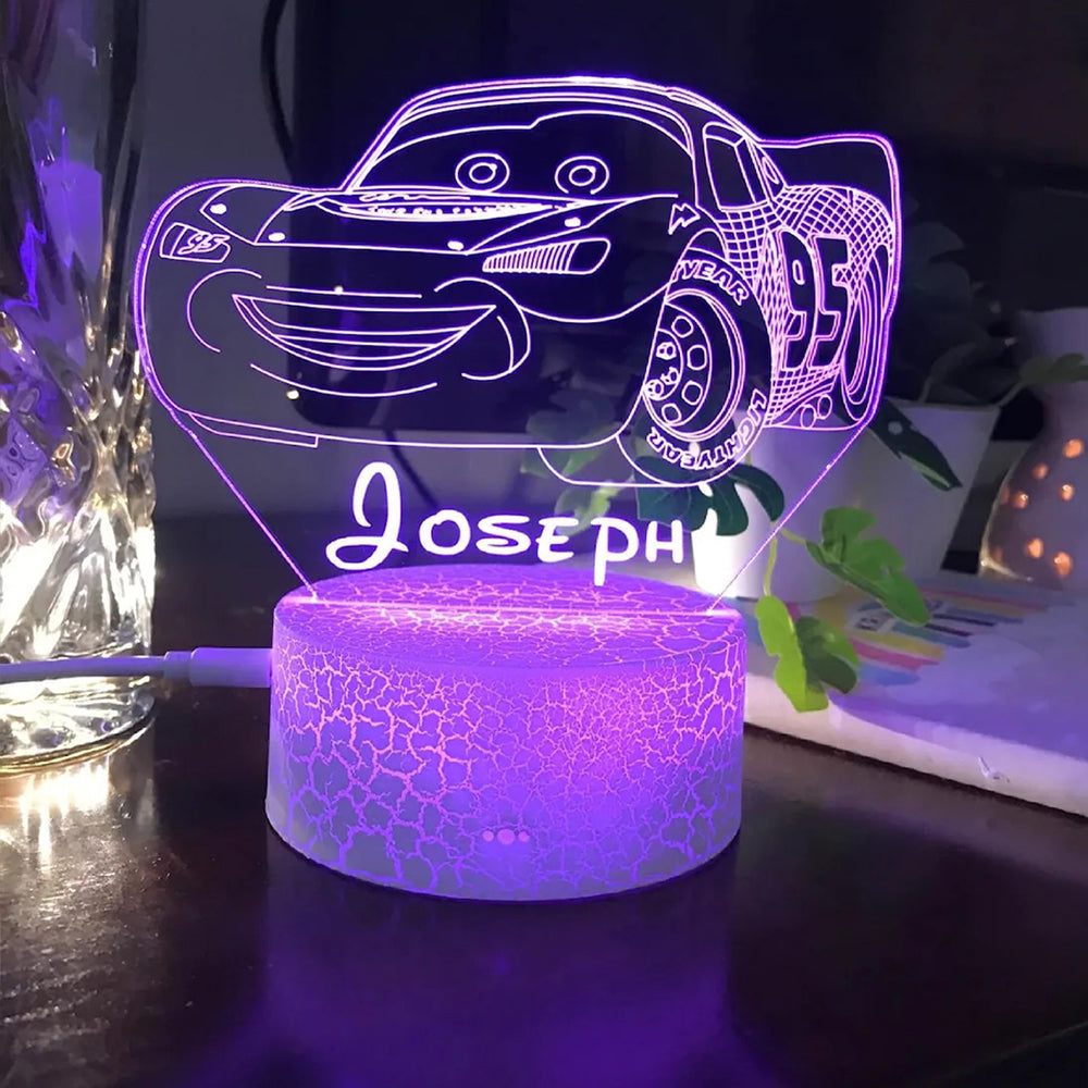 Lightning McQueen Personalised Rainbow Name Car Night Light