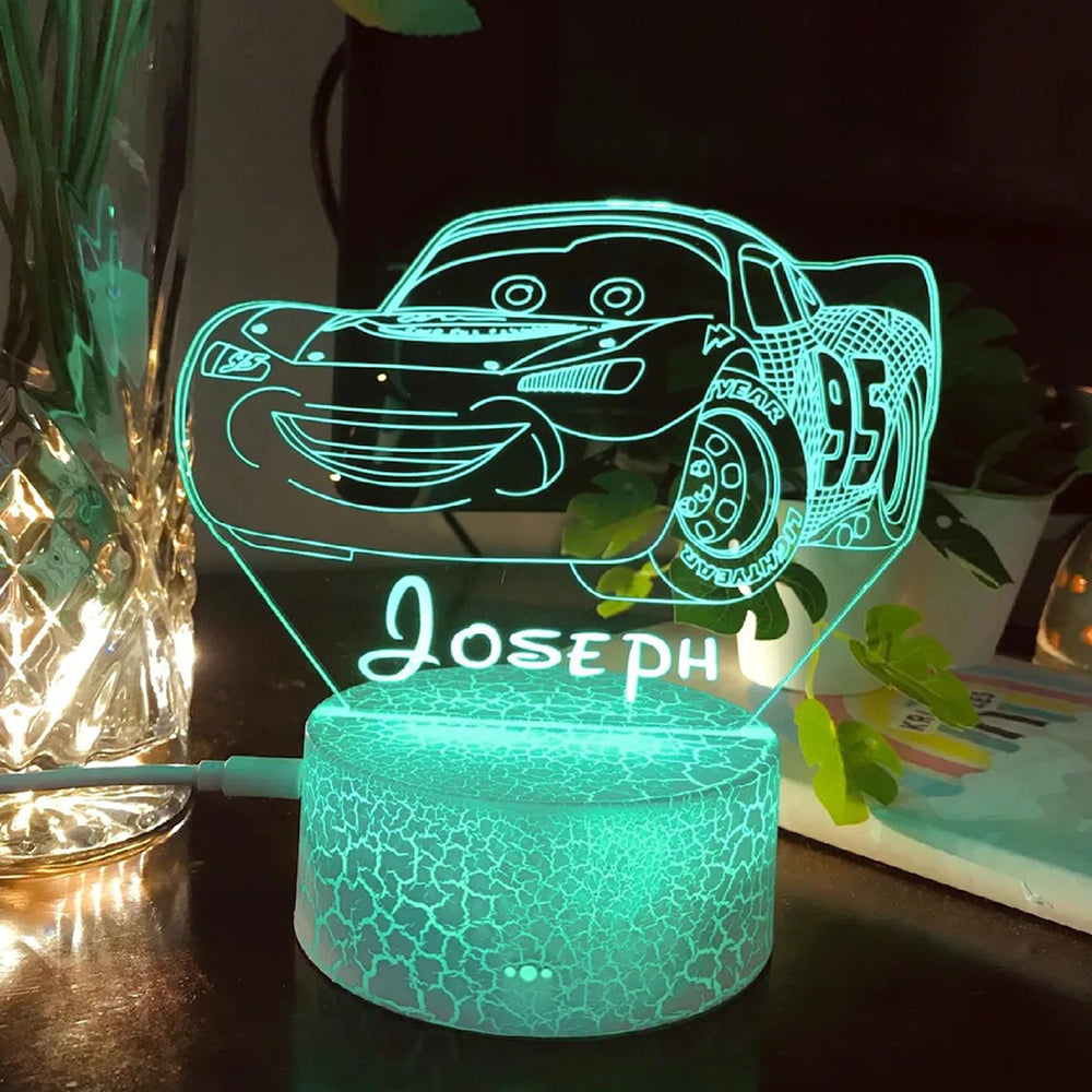 Lightning McQueen Personalised Rainbow Name Car Night Light