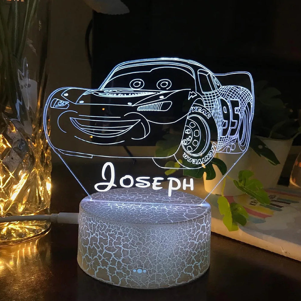 Lightning McQueen Personalised Rainbow Name Car Night Light