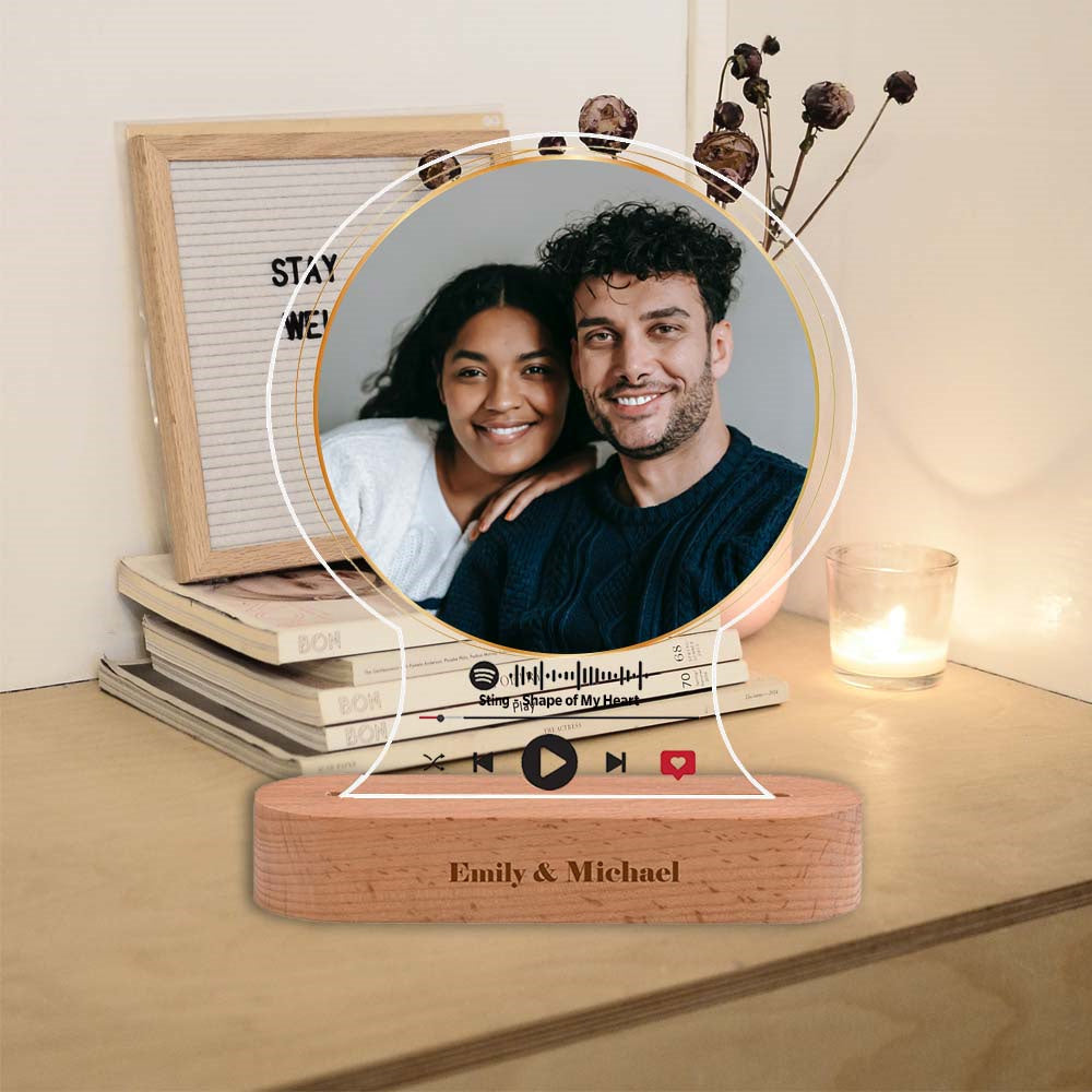 Personalised Couple Photo Song File Night Light