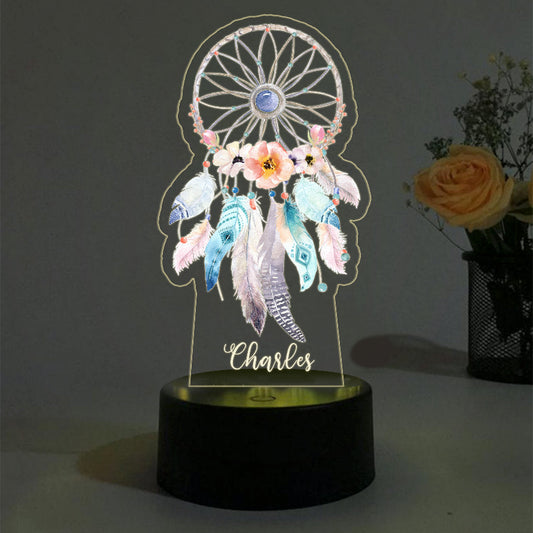 Personalised Coloured Dreamcatcher Name Night Light