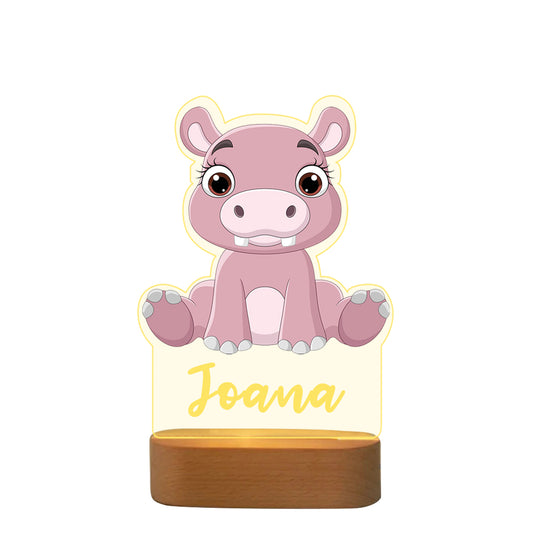 Personalised Baby Hippo Name Night Light