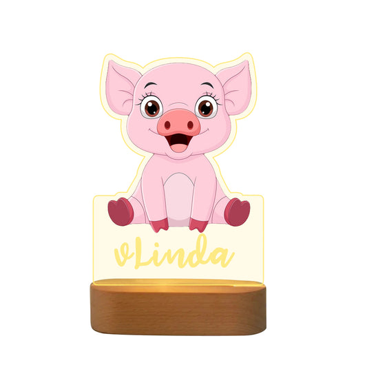 Personalised Baby Pig Name Night Light