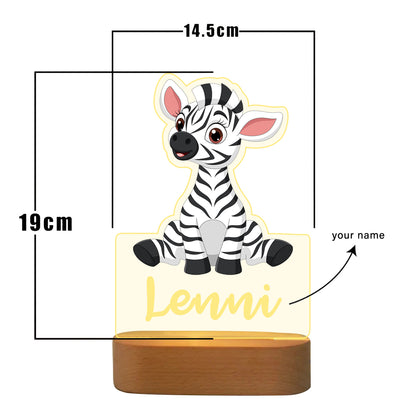 Personalised Baby Zebra Name Night Light