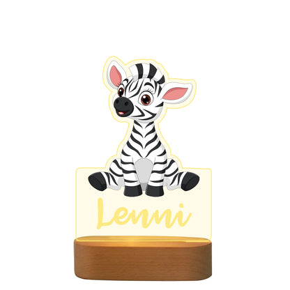 Personalised Baby Zebra Name Night Light