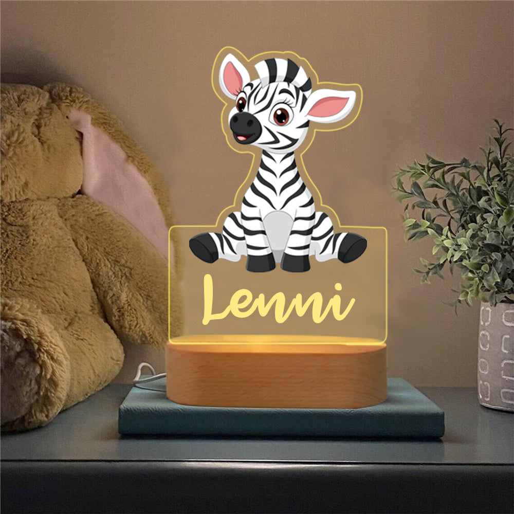 Personalised Baby Zebra Name Night Light