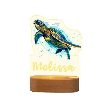 Personalised Turtle Name Night Light