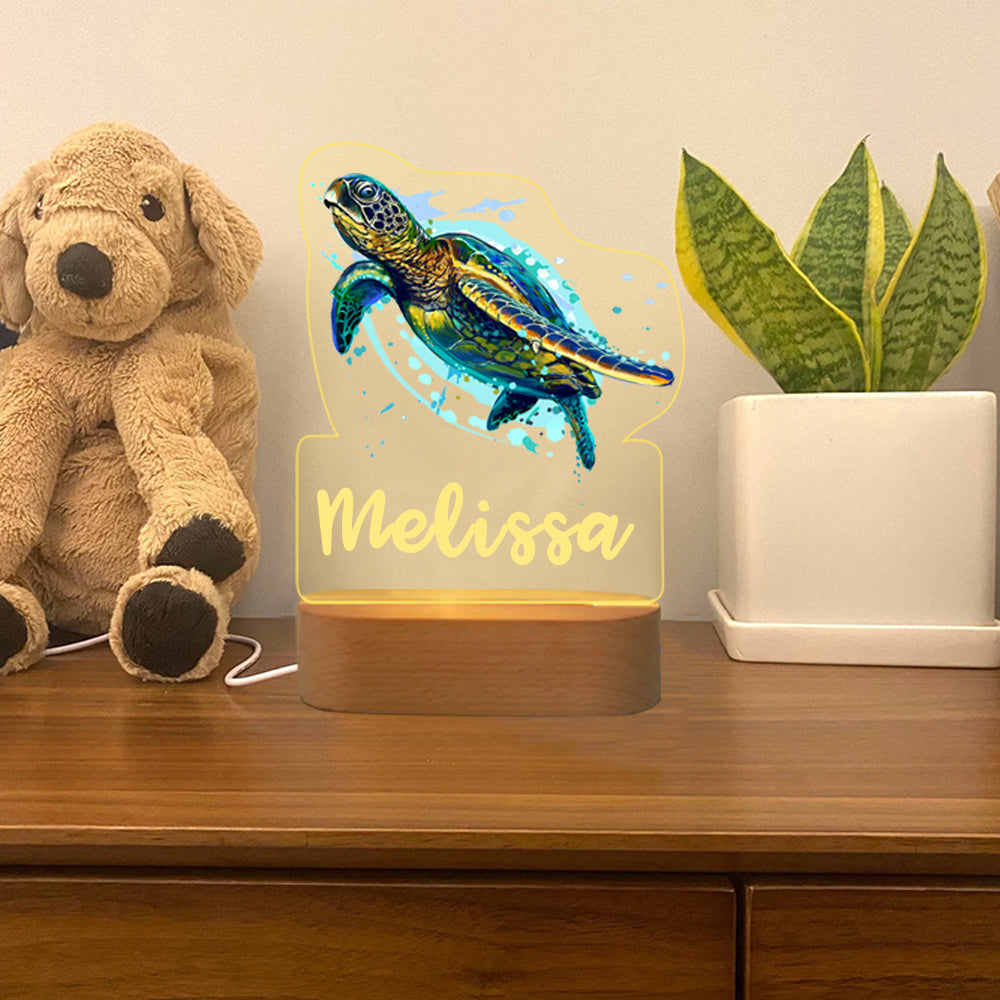 Personalised Turtle Name Night Light