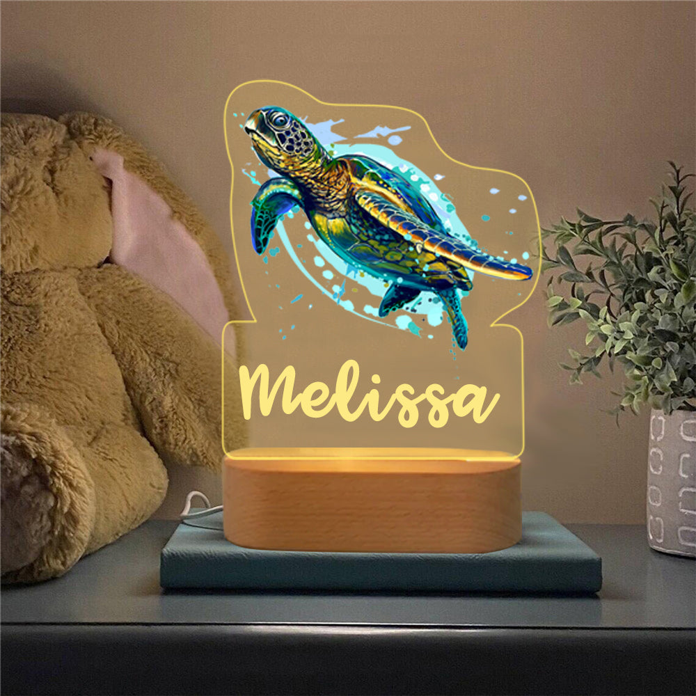 Personalised Turtle Name Night Light