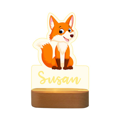 Personalised Fox Name Night Light