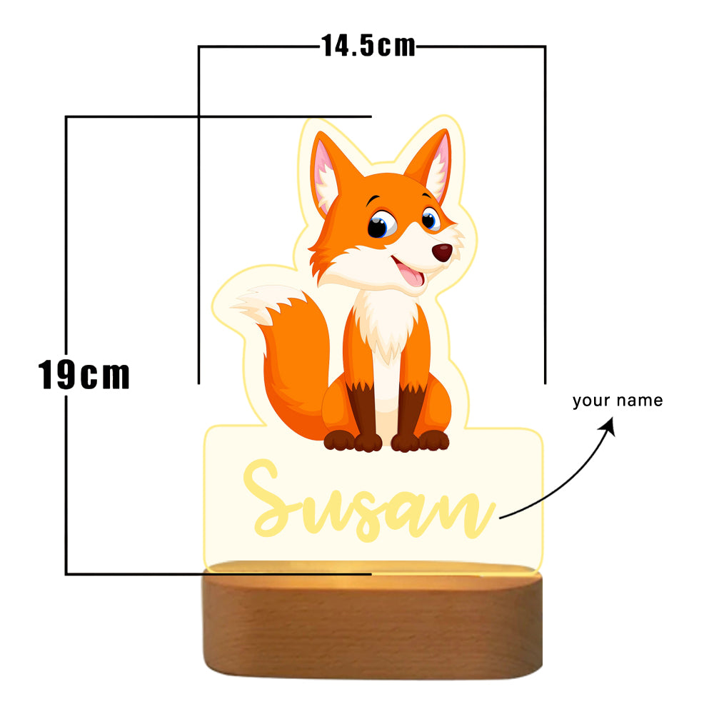 Personalised Fox Name Night Light