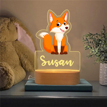 Personalised Fox Name Night Light