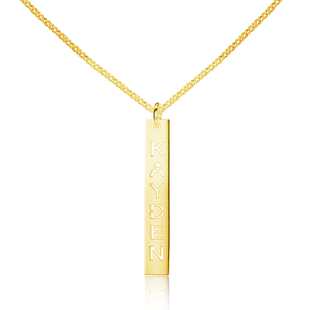 Vertical Cut Out Name Personalised Bar Necklace