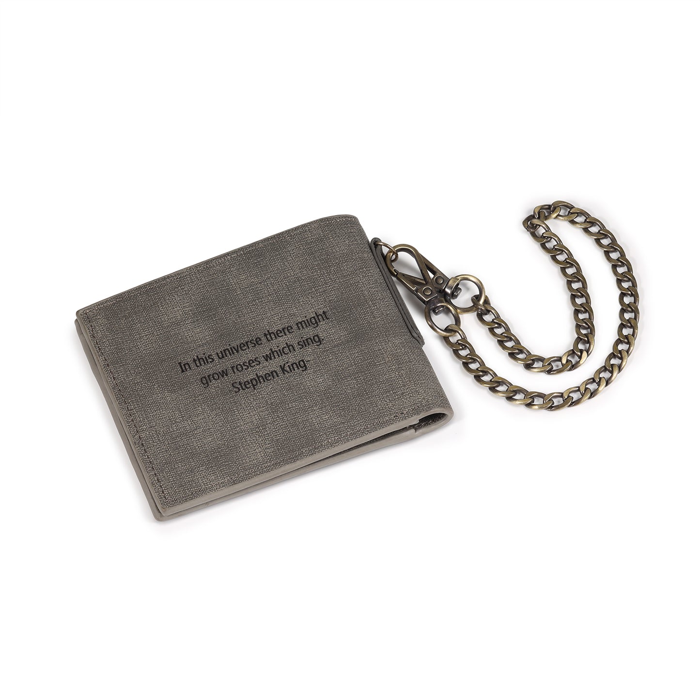 Men's Personalised Photo Engraved Grey Wallet With Chain