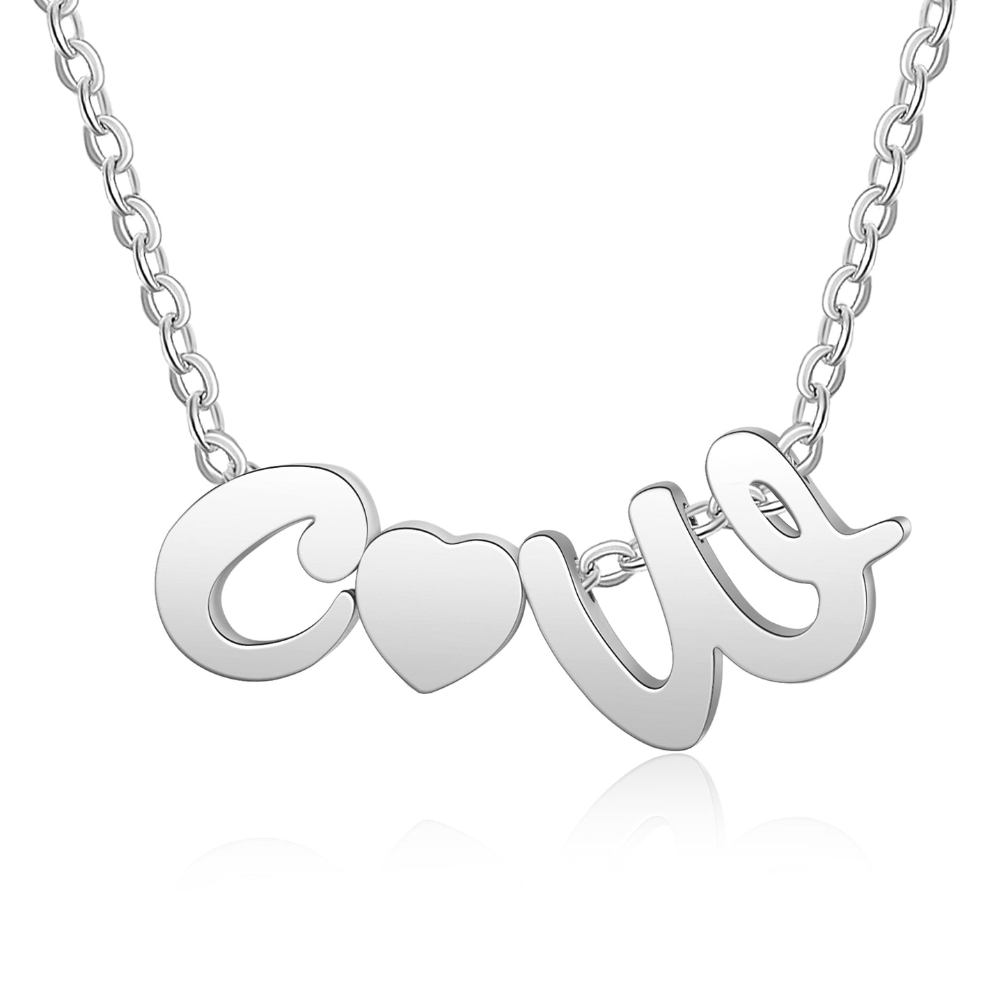 Personalised Chunky Two Initial & Heart Necklace