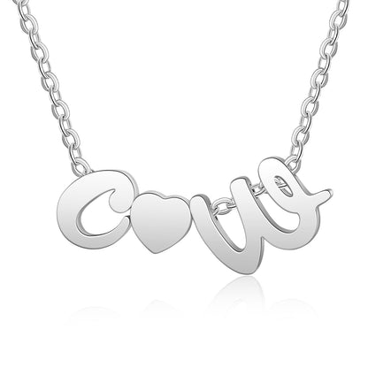 Personalised Chunky Two Initial & Heart Necklace