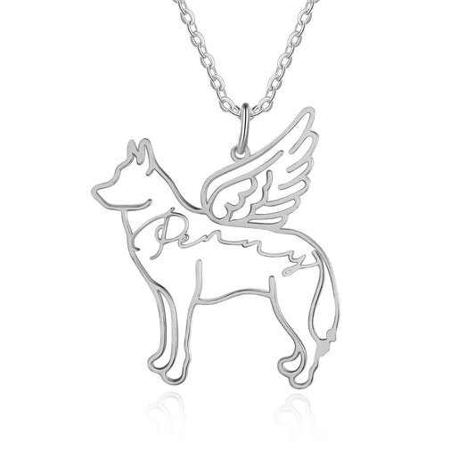 Angel Dog Breed Personalised Name Necklace