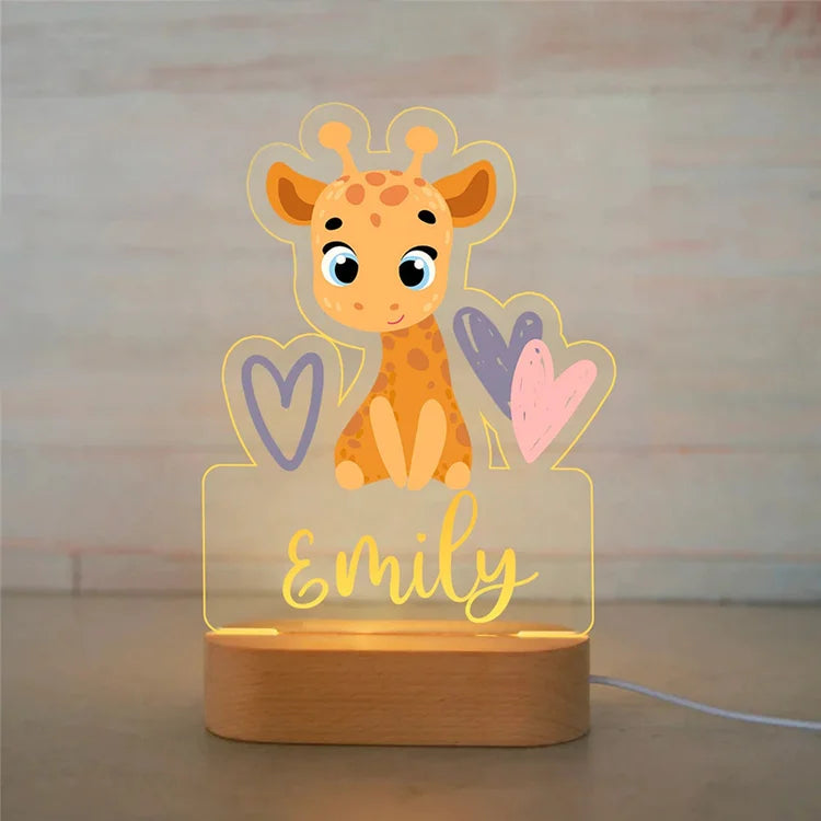 Personalised Baby Giraffe Name Night Light