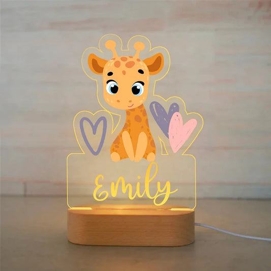 Personalised Baby Giraffe Name Night Light