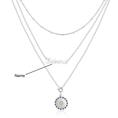 Multi Chain Evil Eye Personalised Name Necklace