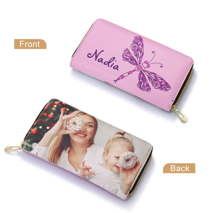 Ladies Personalised Dragonfly Name & Photo Purse Wallet