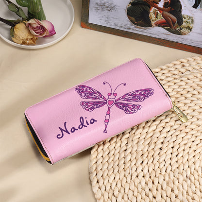 Ladies Personalised Dragonfly Name & Photo Purse Wallet