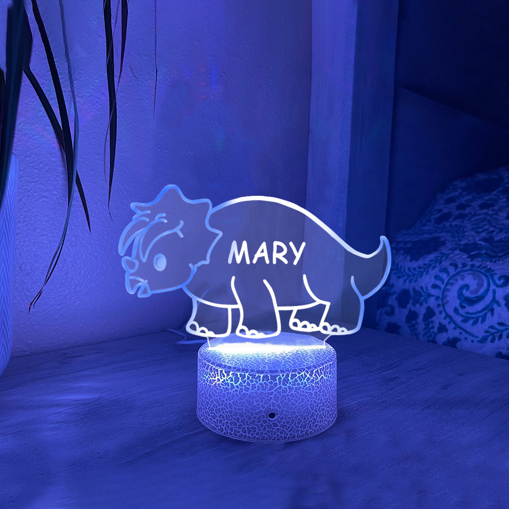 Personalised Dinosaur Name Night Light