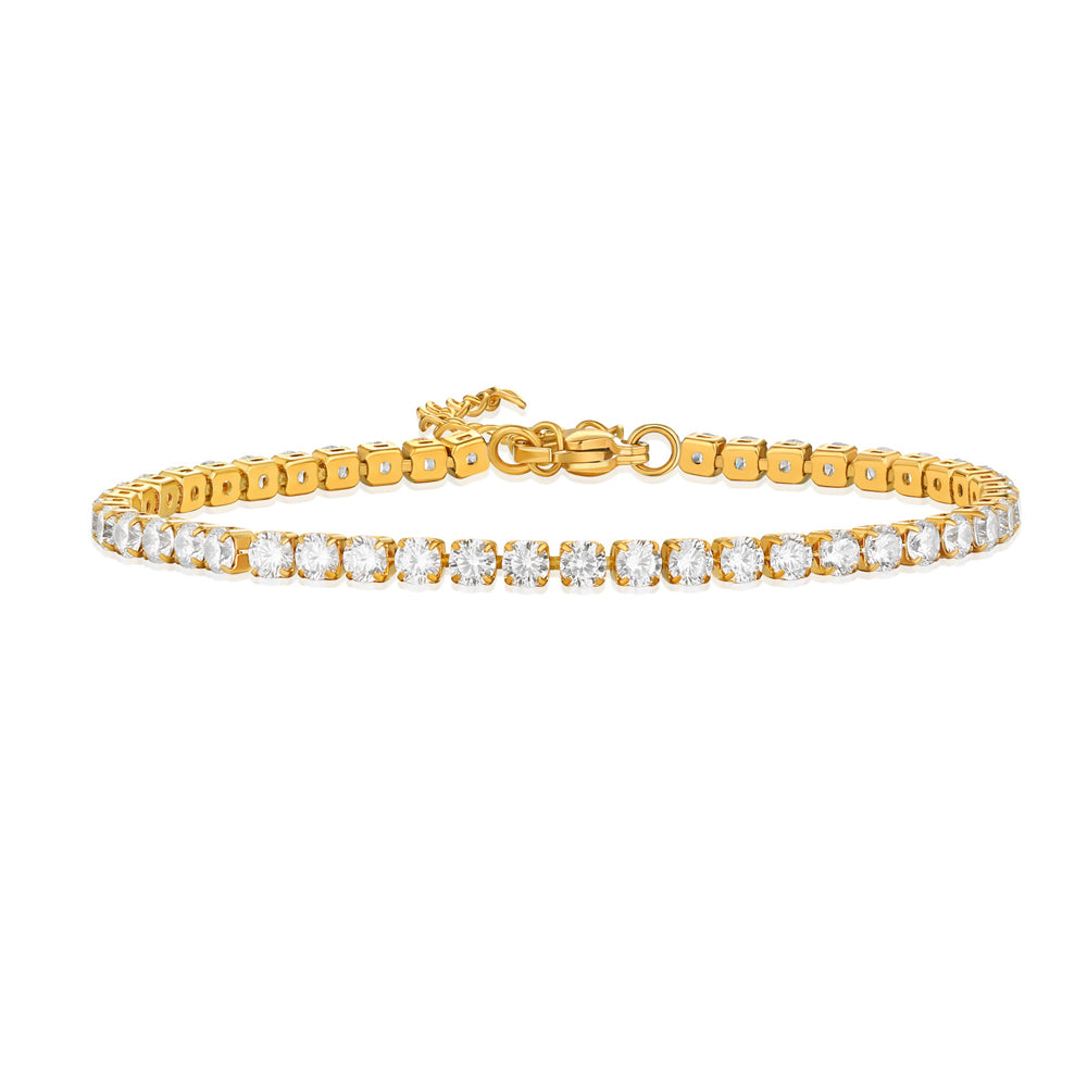 Titanium CZ Gold Chain Tennis Bracelet