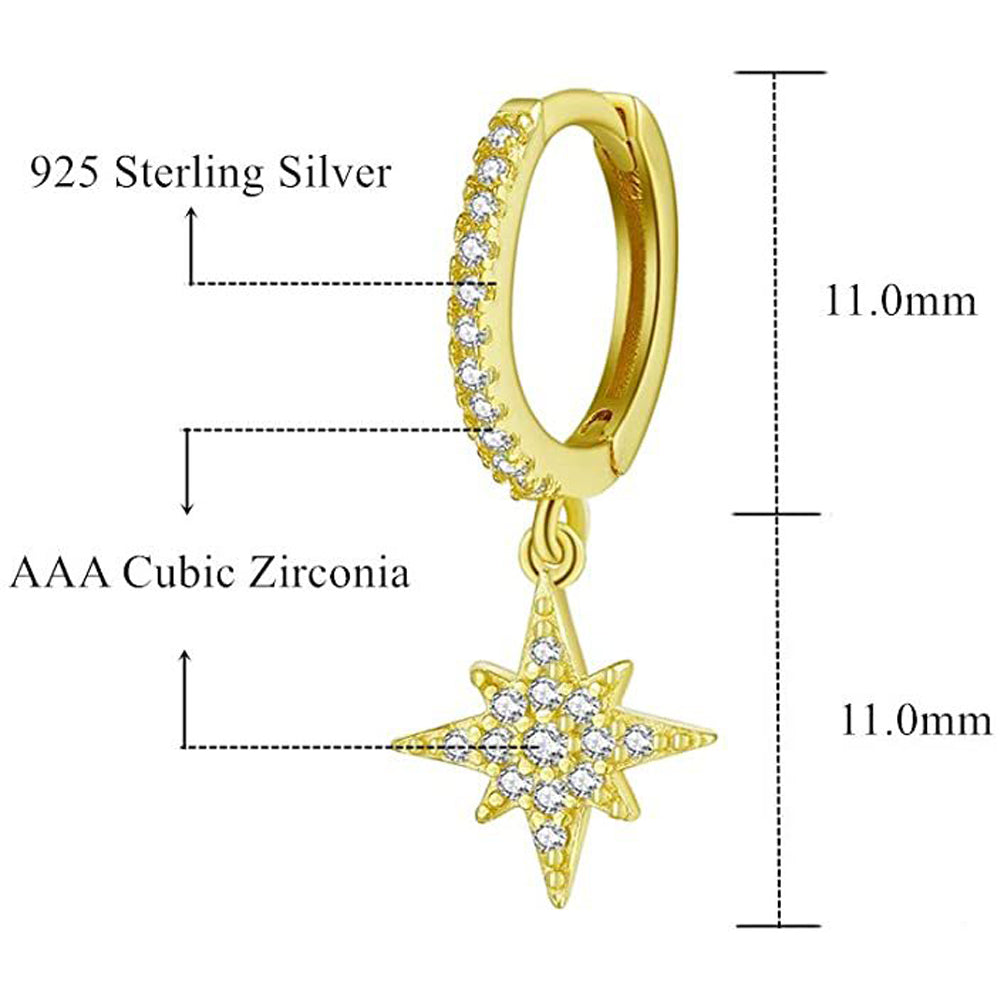 Gold Star & Moon Huggies Earrings