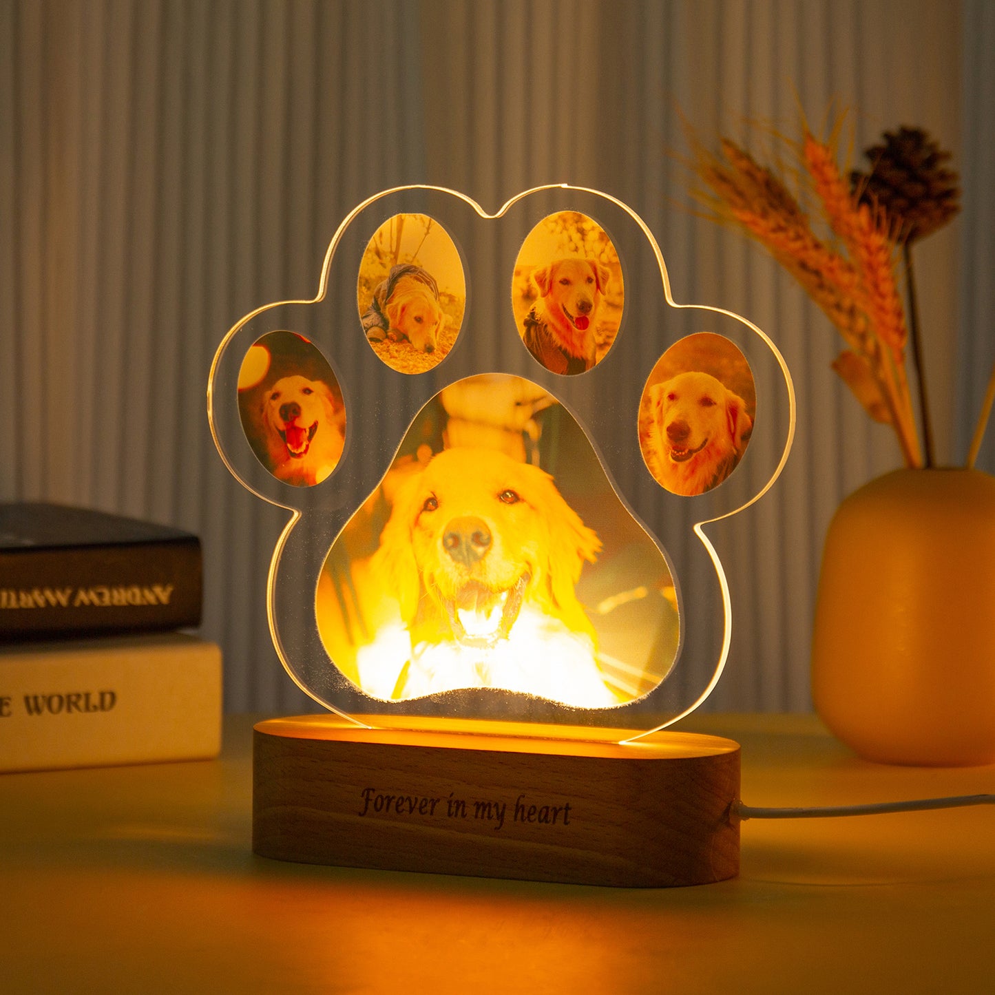 Personalised Dog Paw or Paw Patrol Night Light Lamp