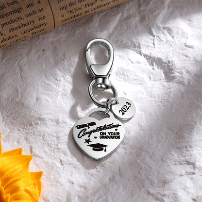 Personalised Graduation Heart Keyring