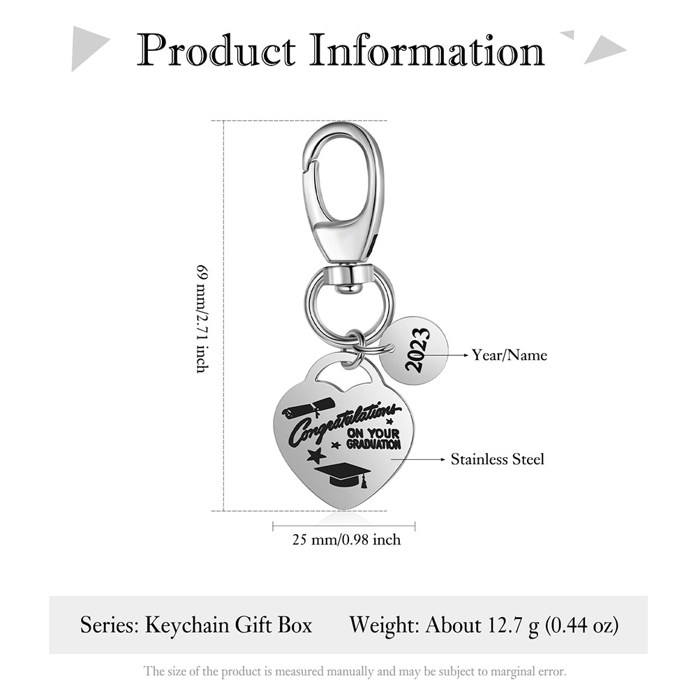 Personalised Graduation Heart Keyring