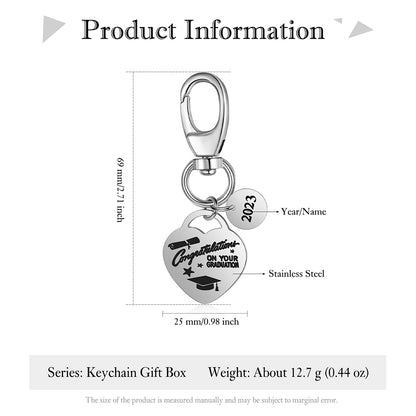 Personalised Graduation Heart Keyring