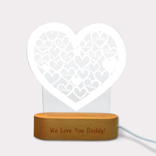 Personalised Heart Names Night Light