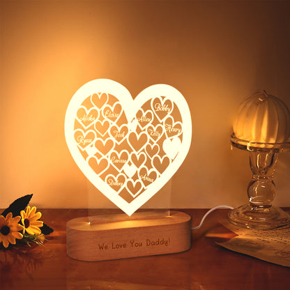 Personalised Heart Names Night Light