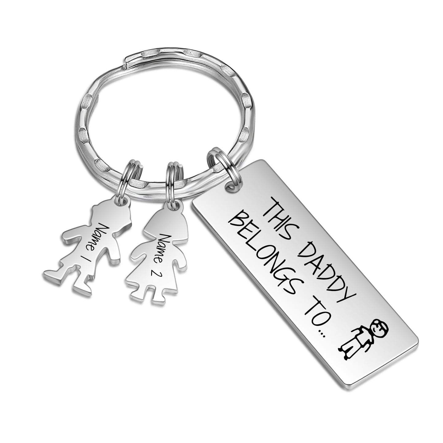 Daddy Personalised Kids Charm Keyring