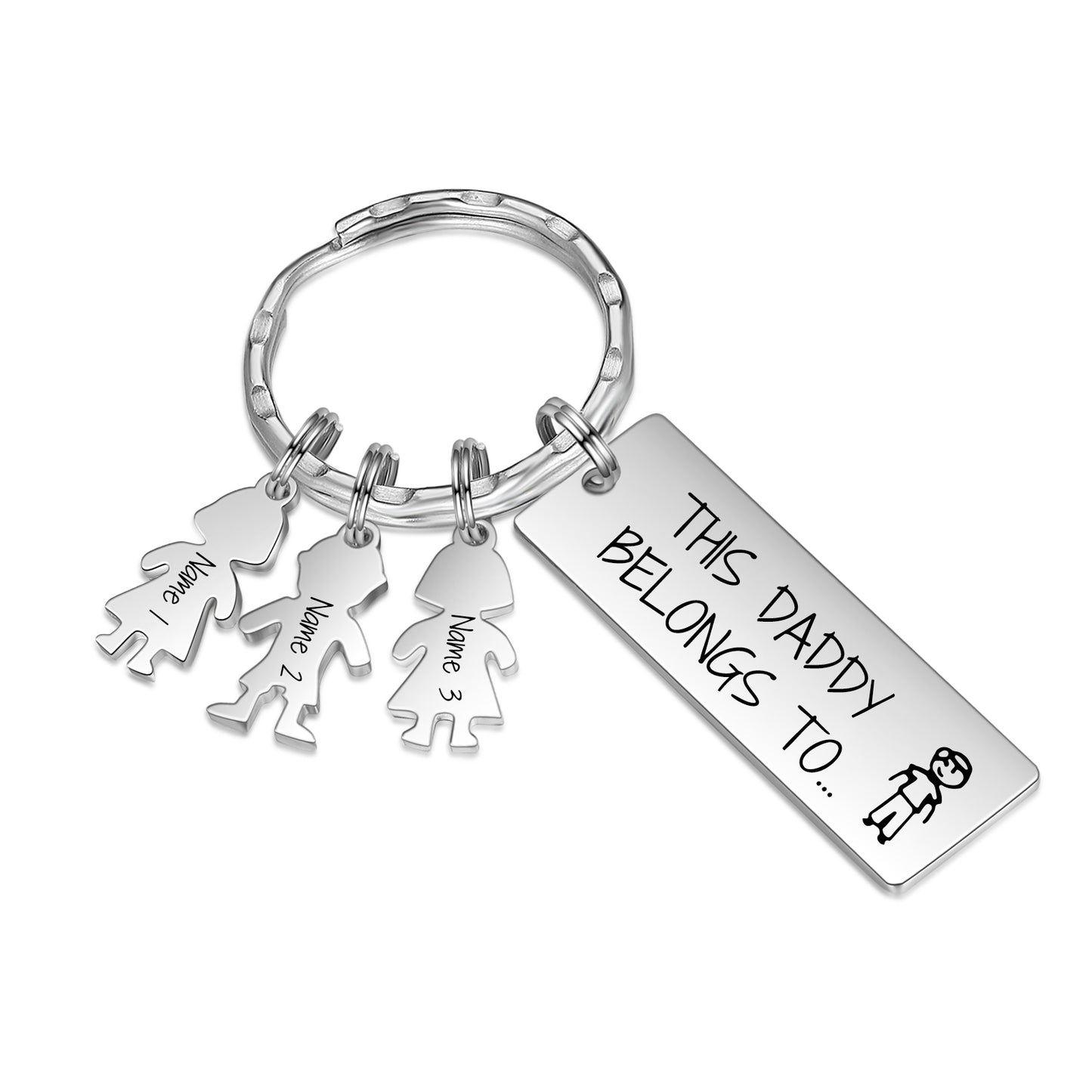 Daddy Personalised Kids Charm Keyring