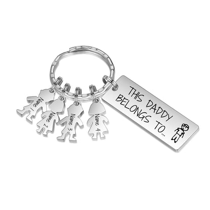 Daddy Personalised Kids Charm Keyring