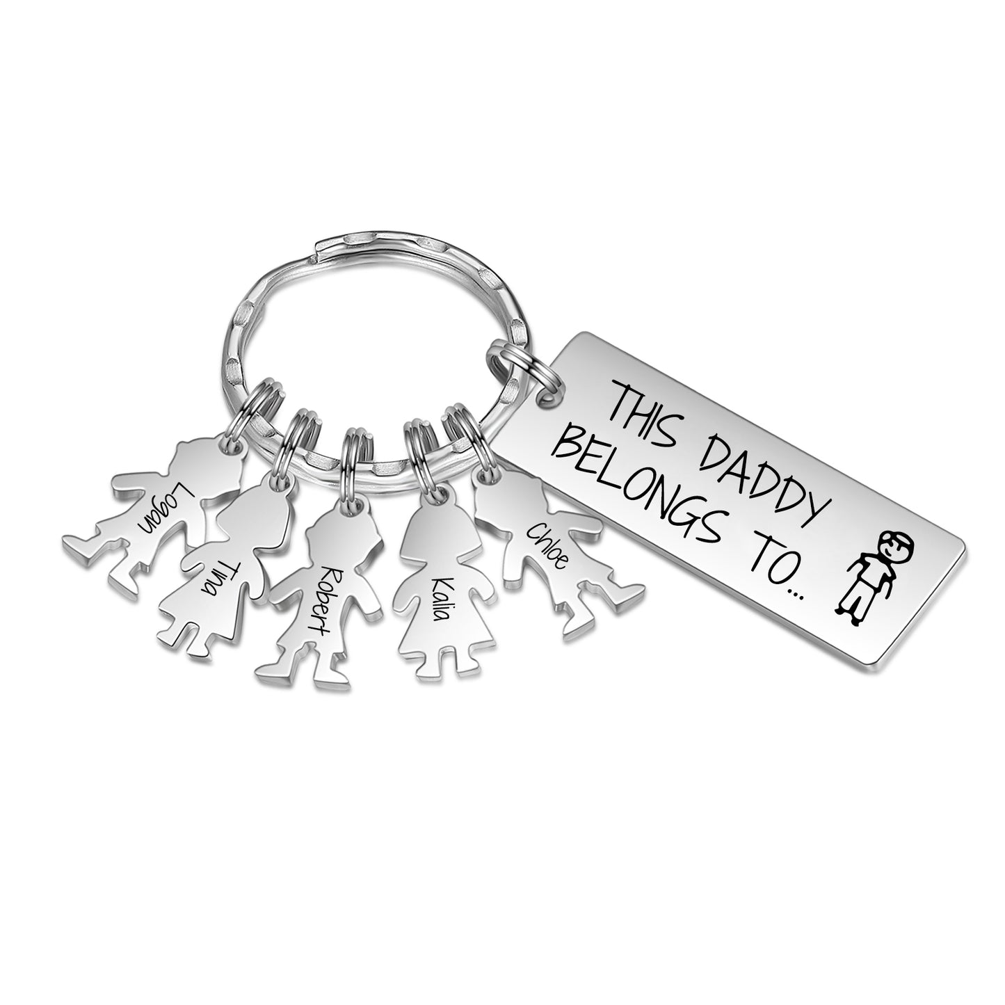 Daddy Personalised Kids Charm Keyring