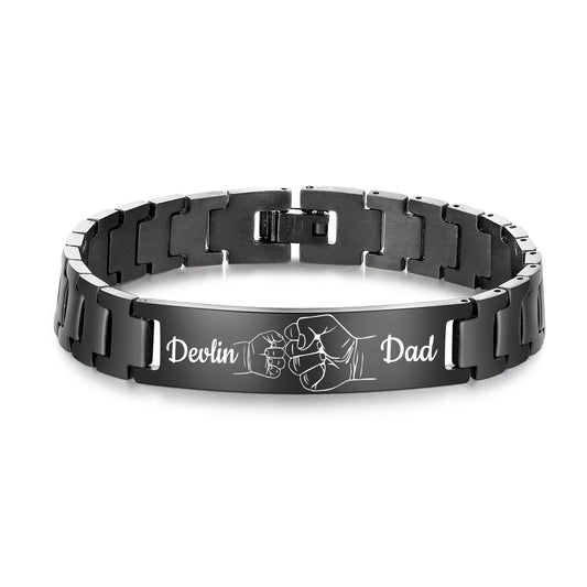 Men's Black Stainless Steel Personalised Black Bracelet