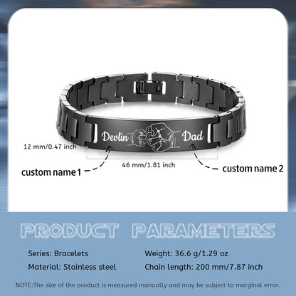 Men's Black Stainless Steel Personalised Black Bracelet